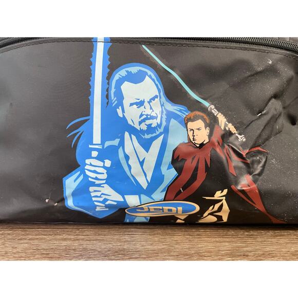 Star Wars Jedi Gym‎ Duffel Bag Black Blue Shoulder Strap Qui-Gon Obi-Wan Graphic - Picture 2 of 10